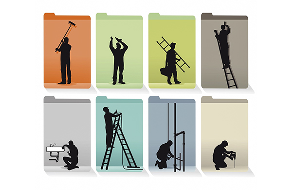 image of men doing work inside a condo-painting,drilling,plumbing.